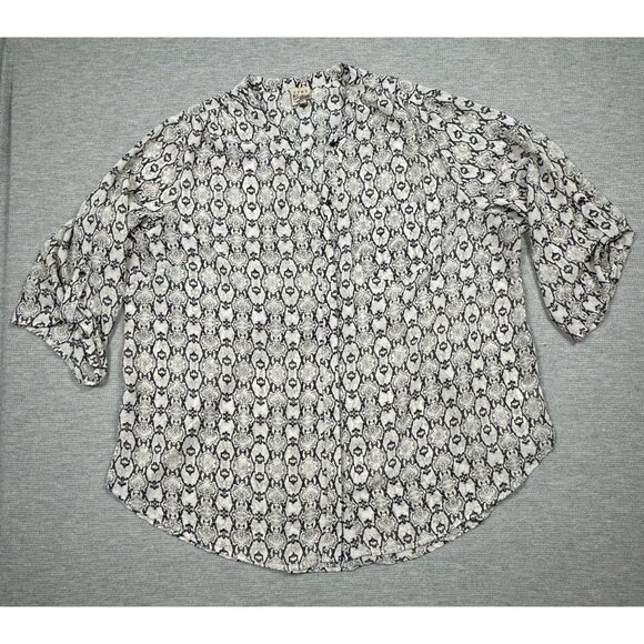 Como Vintage Womens Snake Print Blouse 2X Black Gray Long Sleeve Semi-Sheer - Picture 6 of 15